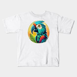 Vibrant Parrot Delights: A Rainbow of Feathers! Kids T-Shirt